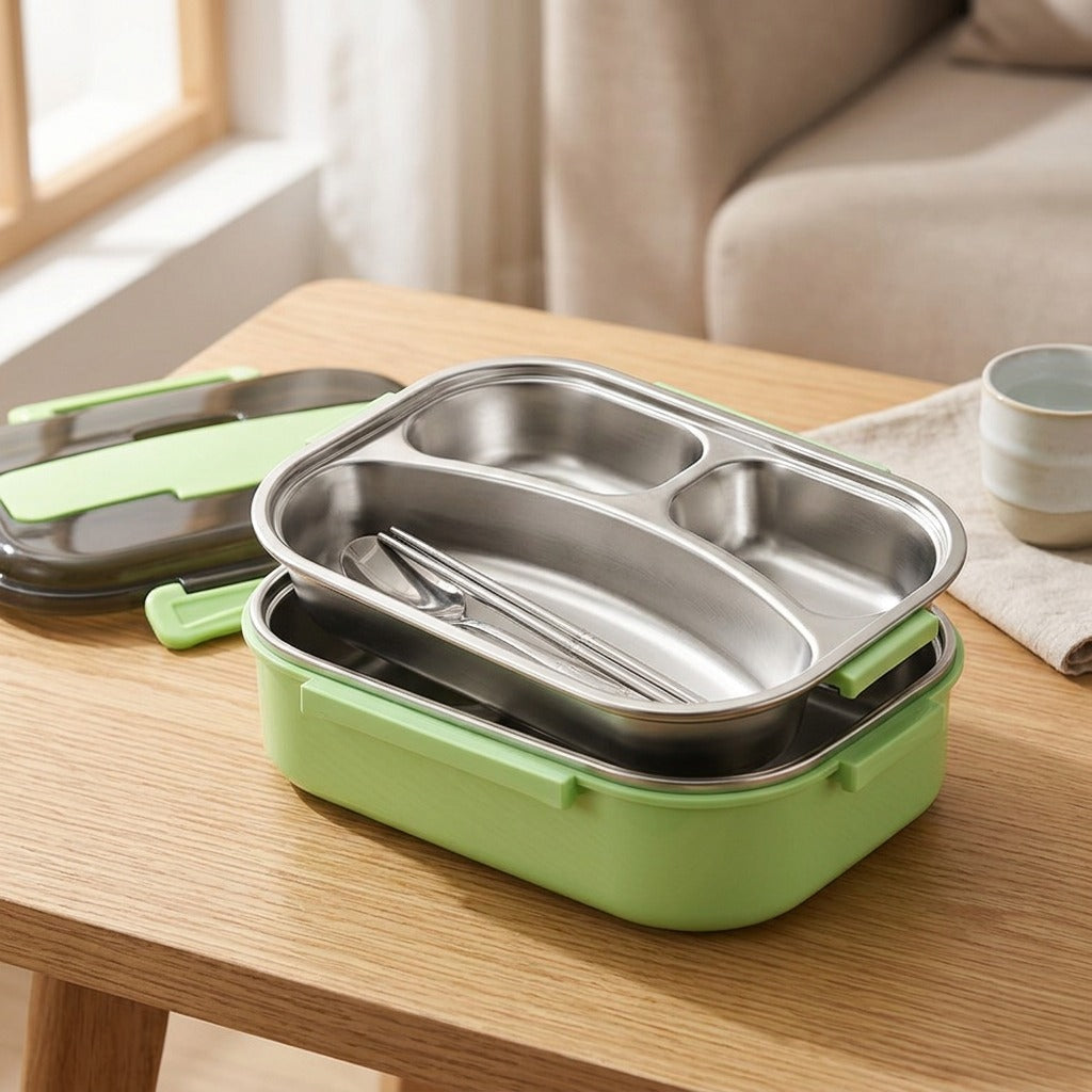 Keeplo™ 304 Stainless Steel Compartment Lunch Box, styled close view