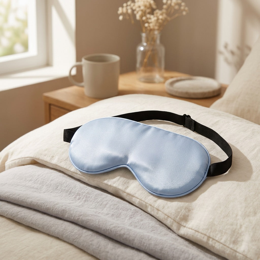 Loomcast™ Adjustable Silk Eye Mask, styled close view