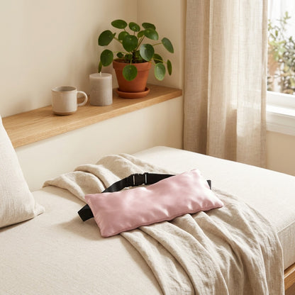 Lullseed™ Lavender Cassia Seed Eye Pillow in a calm home setting