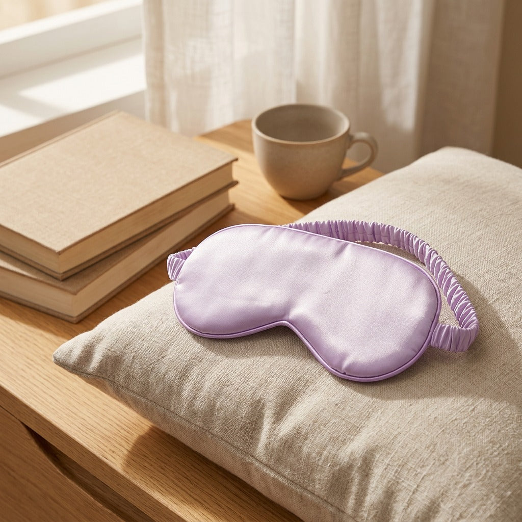 Lunasilk™ Double-Sided Silk Eye Mask, styled close view