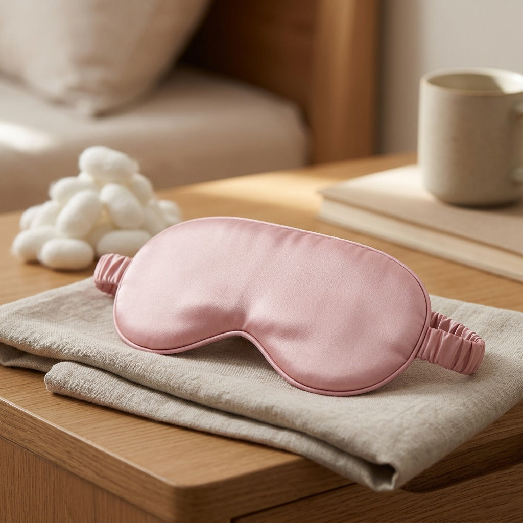 Lushdream™ Silk Eye Mask for Sleep, styled close view