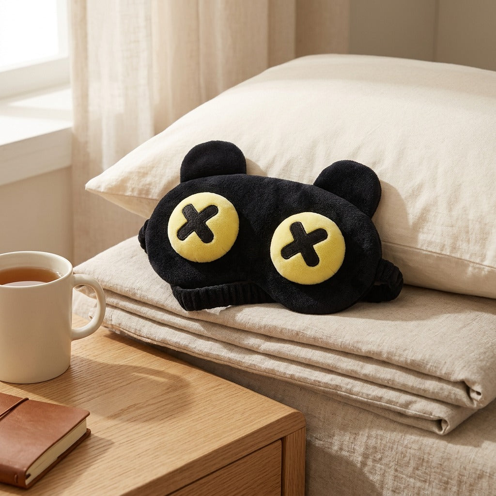 Naptoon™ Polyester Cartoon Eye Mask, styled close view