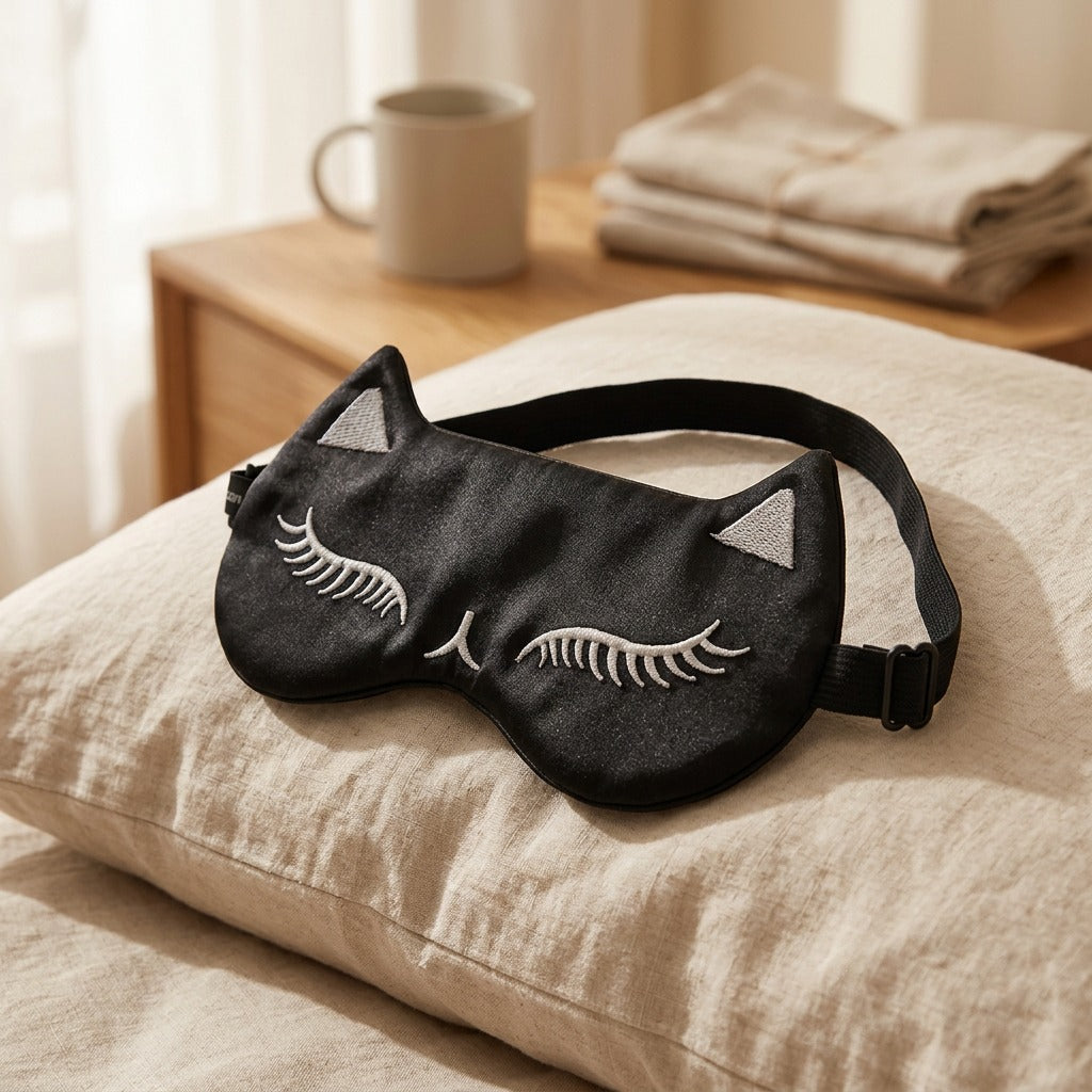 Nestlume™ Light-Blocking Eye Mask for Sleeping, styled close view