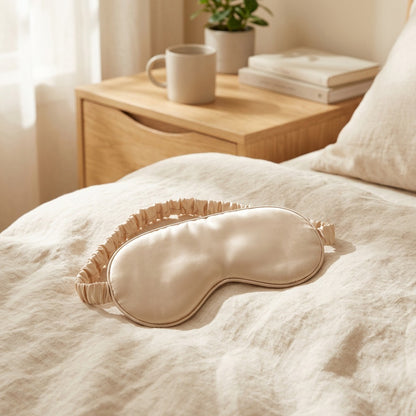 Nightcalm™ Polyester Silk Eye Mask in a calm home setting