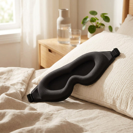 Nightcocoon™ 3D Blackout Eye Mask in a calm home setting