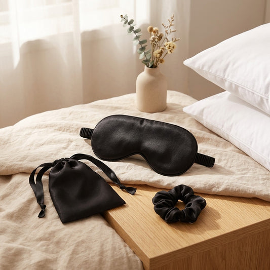 Nightlull™ Ice Silk Sleep Eye Mask in a calm home setting
