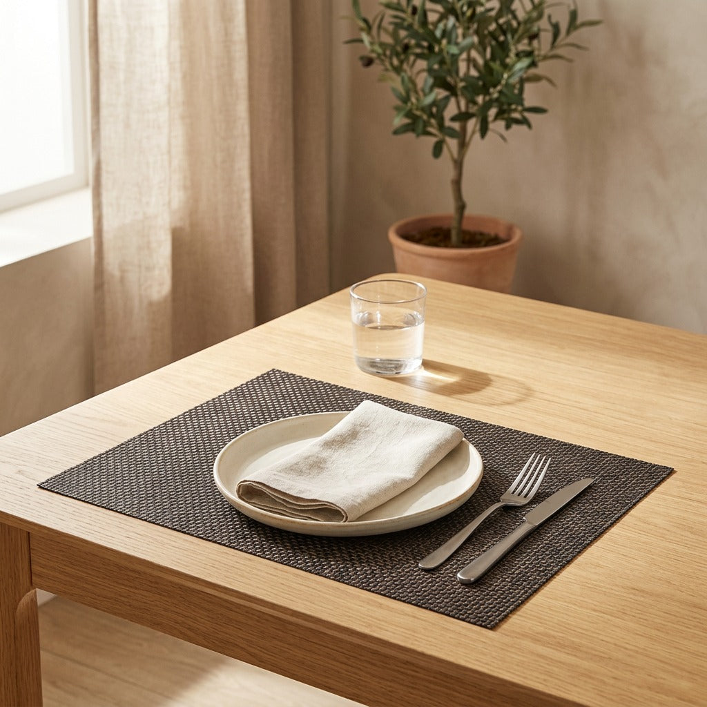 Dineloom™ Woven Placemat for Dining Tables in a calm home setting