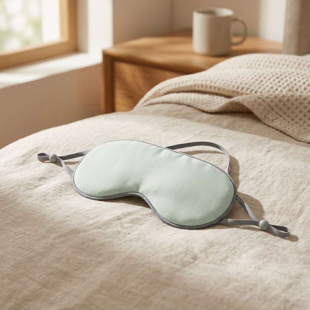 Restwave™ Dual-Sided Warm and Cool Sleep Eye Mask, styled close view