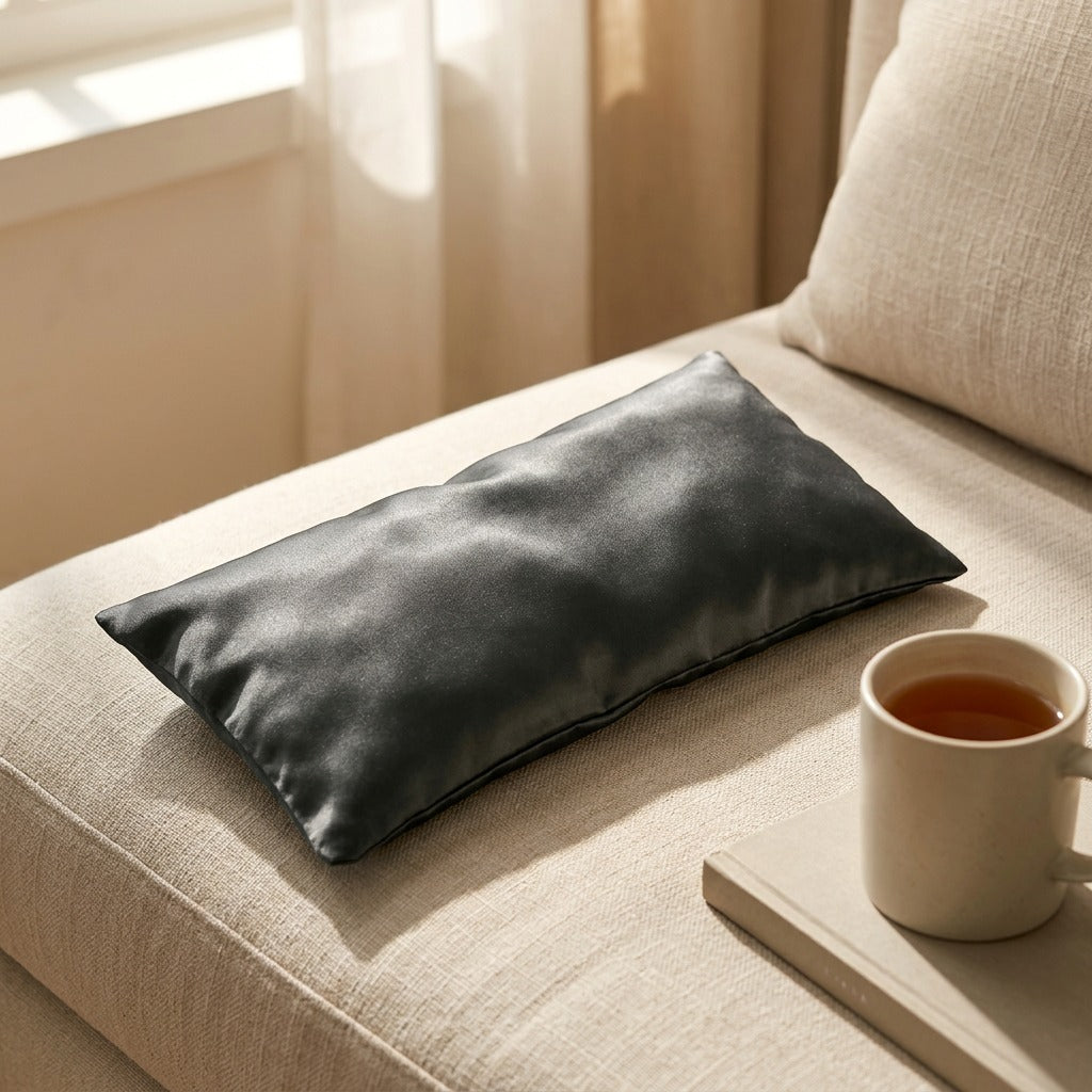 Seedveil™ Lavender Seed Eye Pillow Cover, styled close view