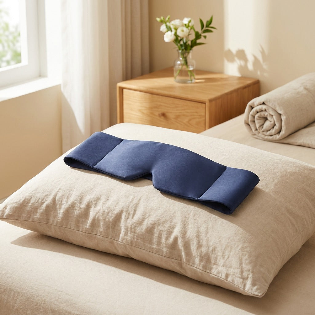 Silkslumber™ Ice Silk Sleeping Eye Mask in a calm home setting
