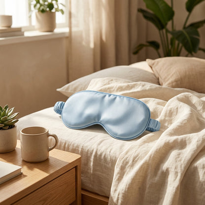 Sleepshade™ Light-Blocking Polyester Eye Mask in a calm home setting