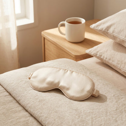 Sleepshade™ Light-Blocking Polyester Eye Mask, styled close view