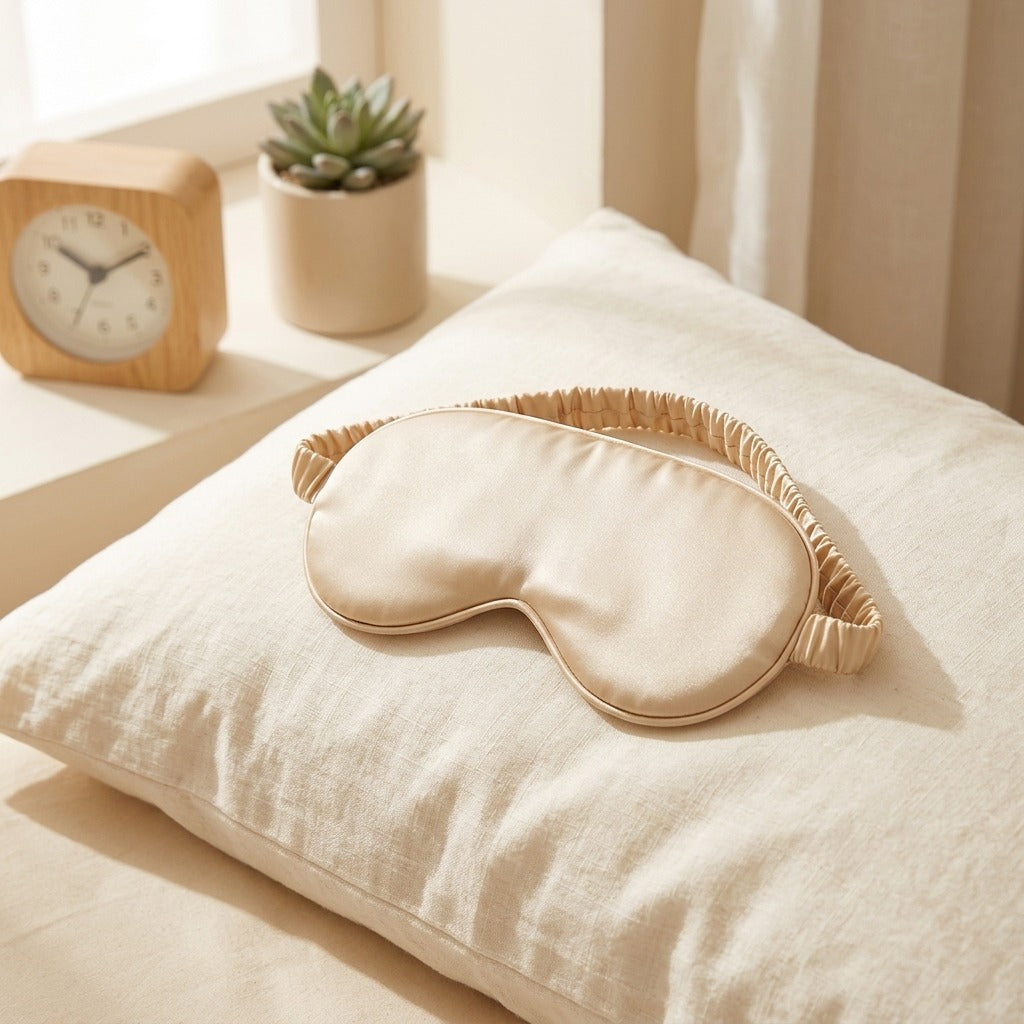 Sleepwell™ Polyester Sleep Eye Mask in a calm home setting
