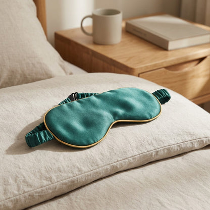 Sleepglide™ Double-Sided Silk Eye Mask, styled close view