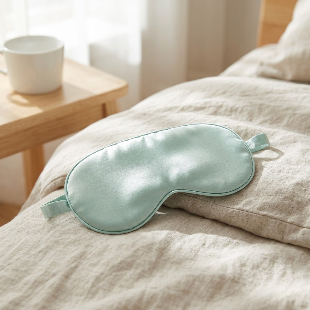 Slumberveil™ Silk Eye Mask for Light Blocking Sleep, styled close view