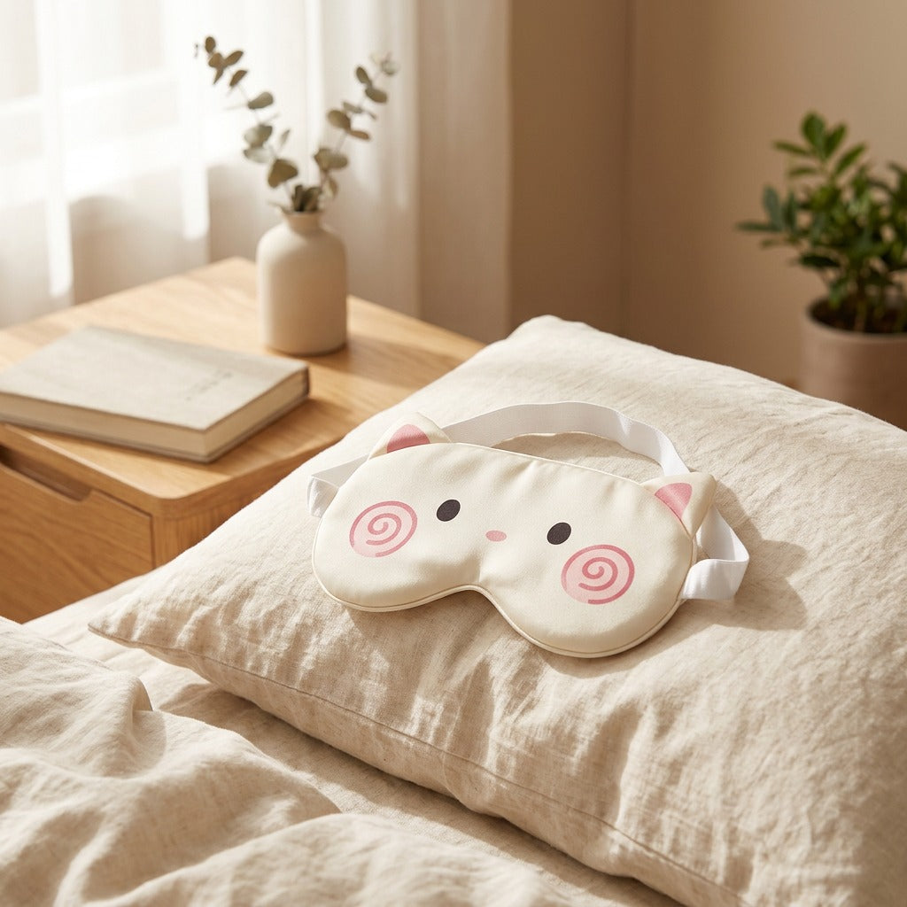 Snoozesilk™ Ice Silk Sleeping Eye Mask in a calm home setting