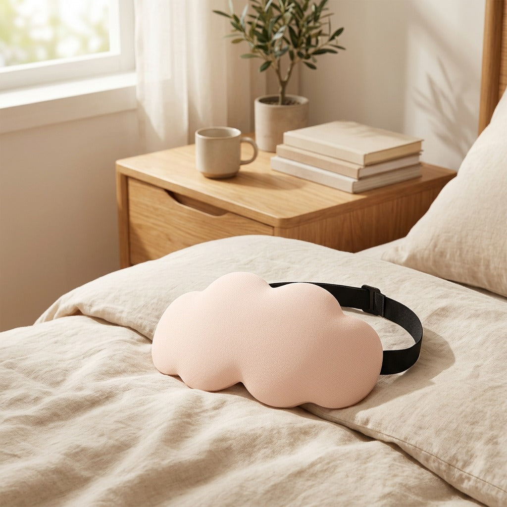 Snugveil™ 3D Slow Rebound Eye Mask in a calm home setting