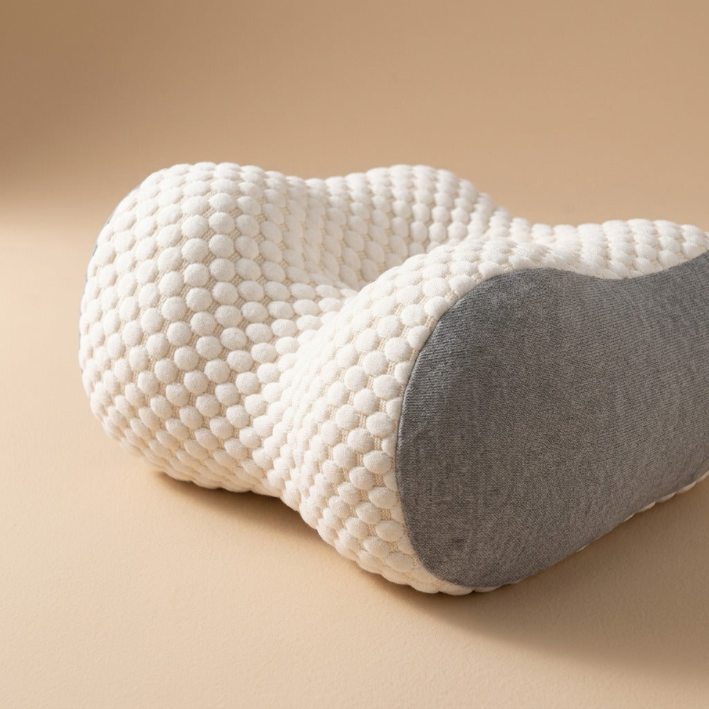 Softcradle™ Knitted Cotton Neck Massage Pillow, material and detail close-up