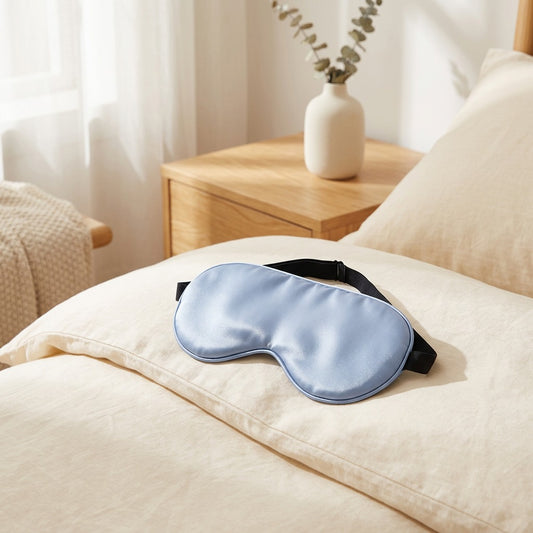 Softslumber™ Mulberry Silk Eye Mask in a calm home setting