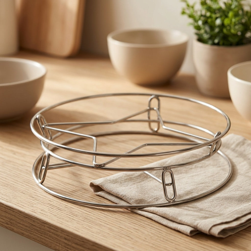 Steamperch™ Stainless Steel Pot Rack for Steaming and Storage, styled close view