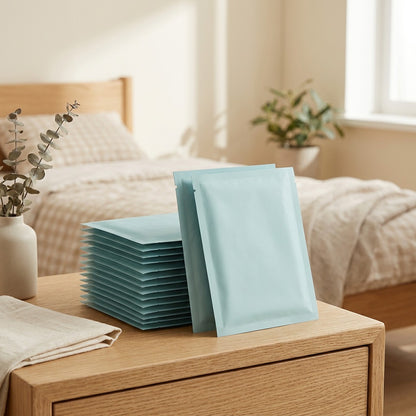 Steambloom™ Self-Heating Steam Eye Mask in a calm home setting