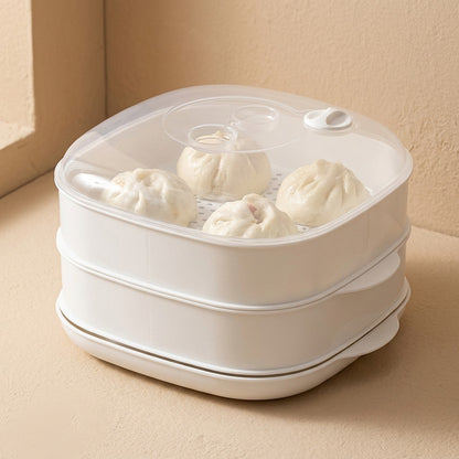 Steamtier™ Multi-Layer Microwave Steamer with Lid, material and detail close-up