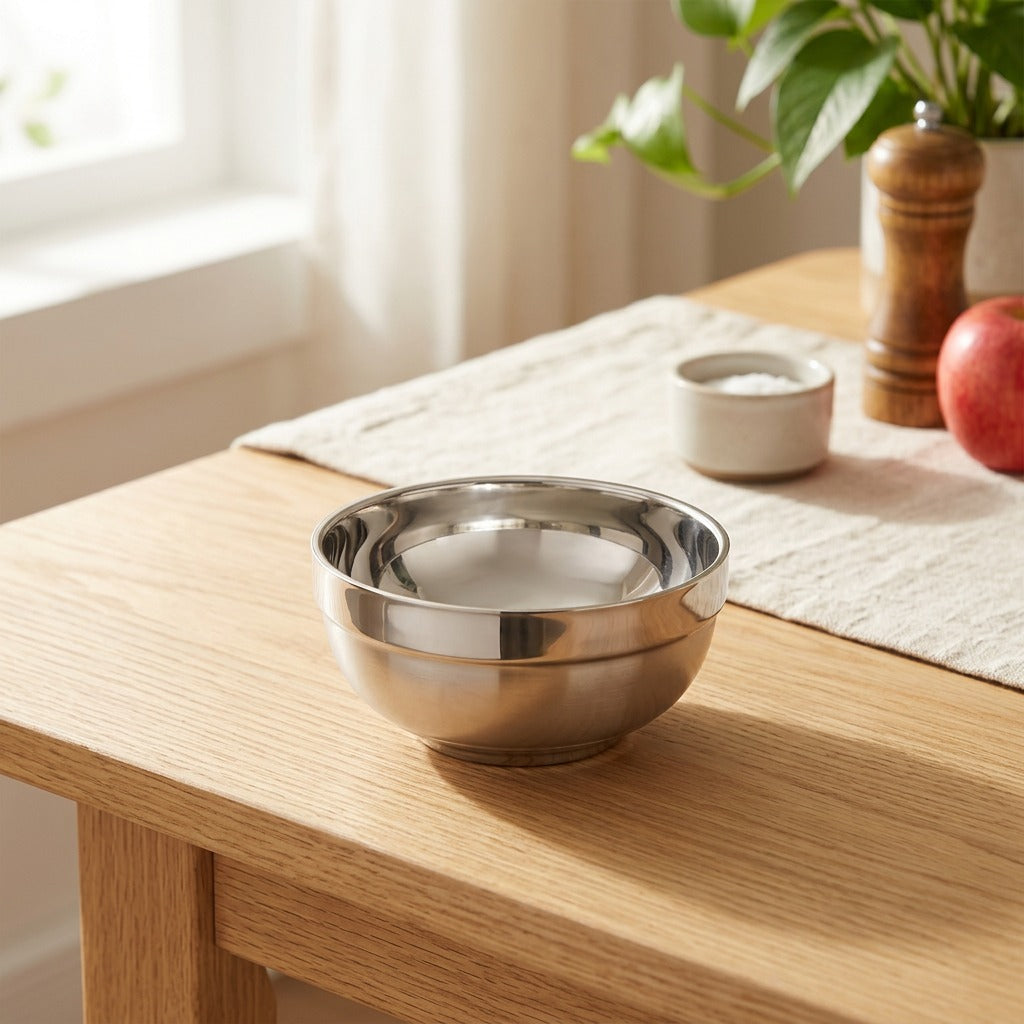 Steelo™ 304 Stainless Steel Rice Bowl in a calm home setting