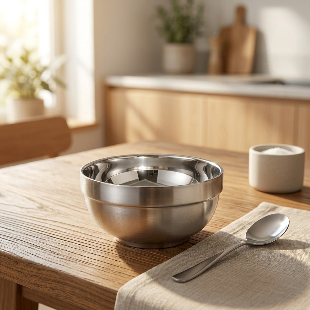 Steelo™ 304 Stainless Steel Rice Bowl, styled close view