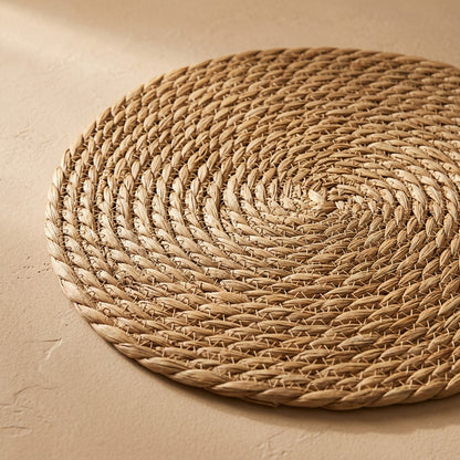 Grassweave™ Round Woven Grass Placemat, material and detail close-up
