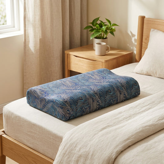Cervicove™ Embroidered Cervical Pillow Case in a calm home setting