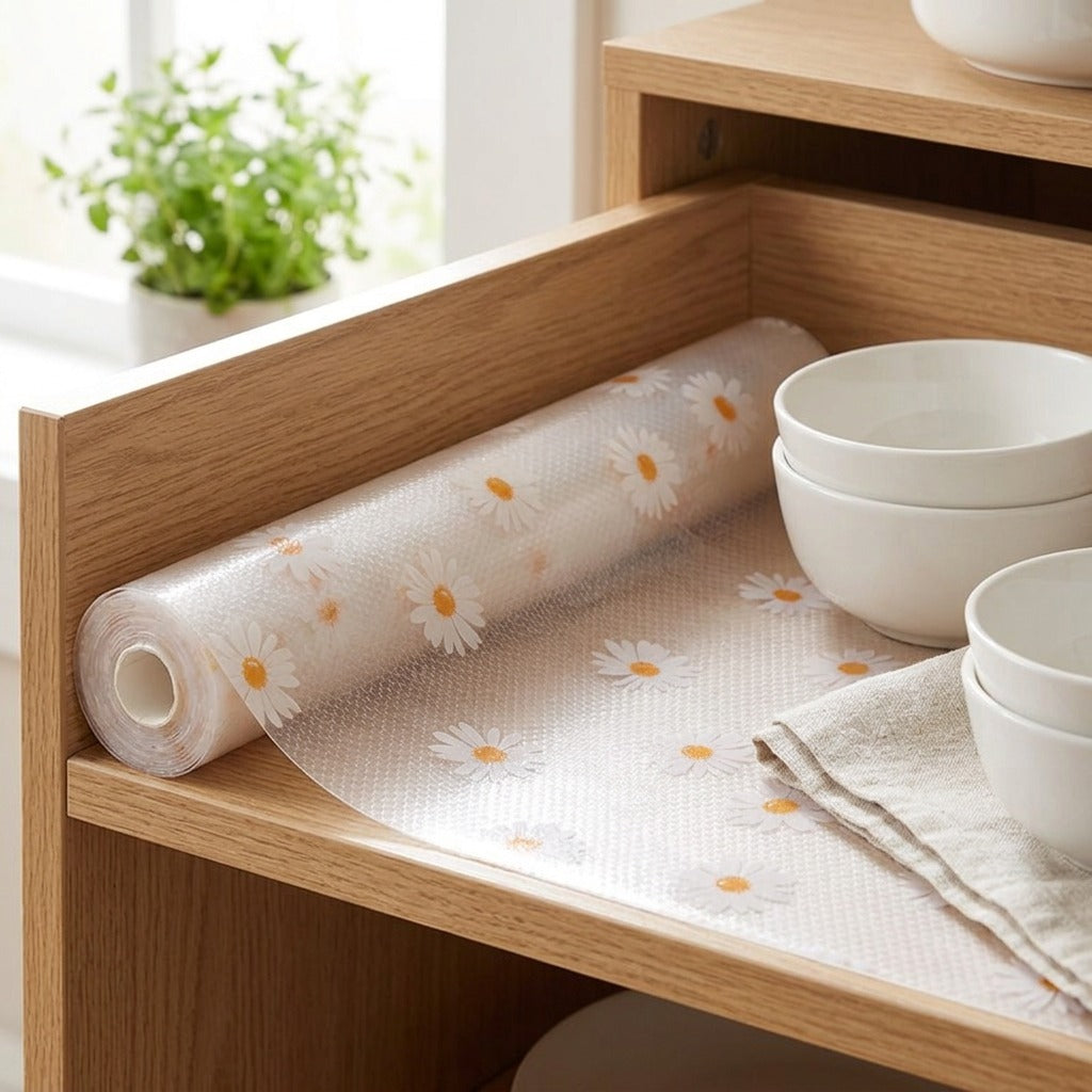Drawerweave™ Plastic Drawer Liner in a calm home setting
