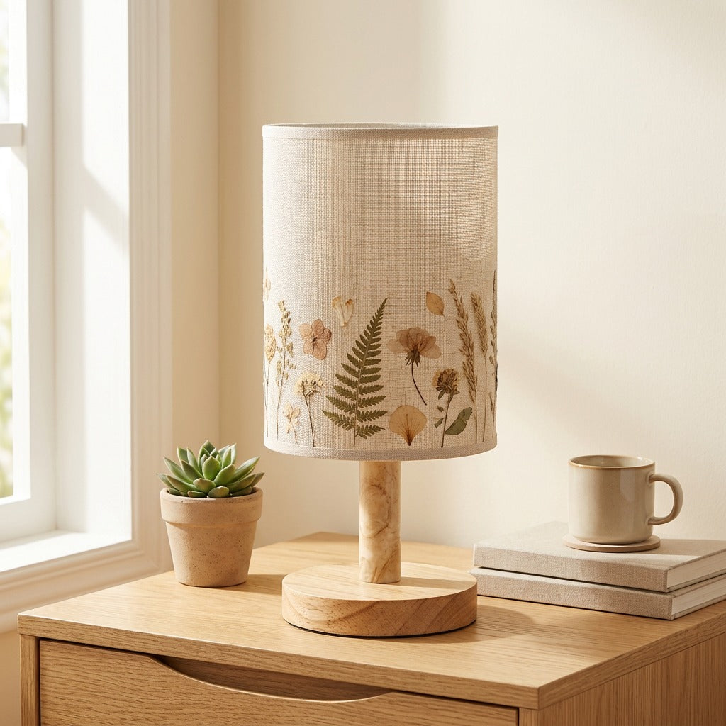 Floralume™ Dried Flower Table Lamp in a calm home setting