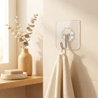 Hookwell™ Acrylic Adhesive Wall Hook in a calm home setting