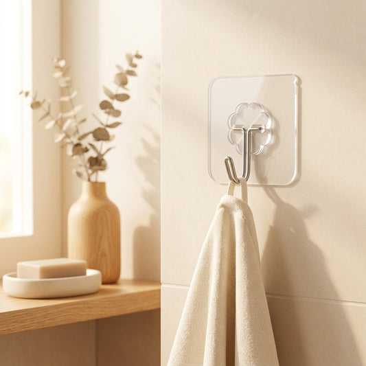 Hookwell™ Acrylic Adhesive Wall Hook in a calm home setting