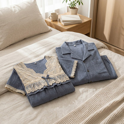 Loomcotta™ Cotton Lace Home Clothes Set in a calm home setting