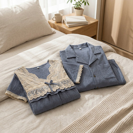 Loomcotta™ Cotton Lace Home Clothes Set in a calm home setting