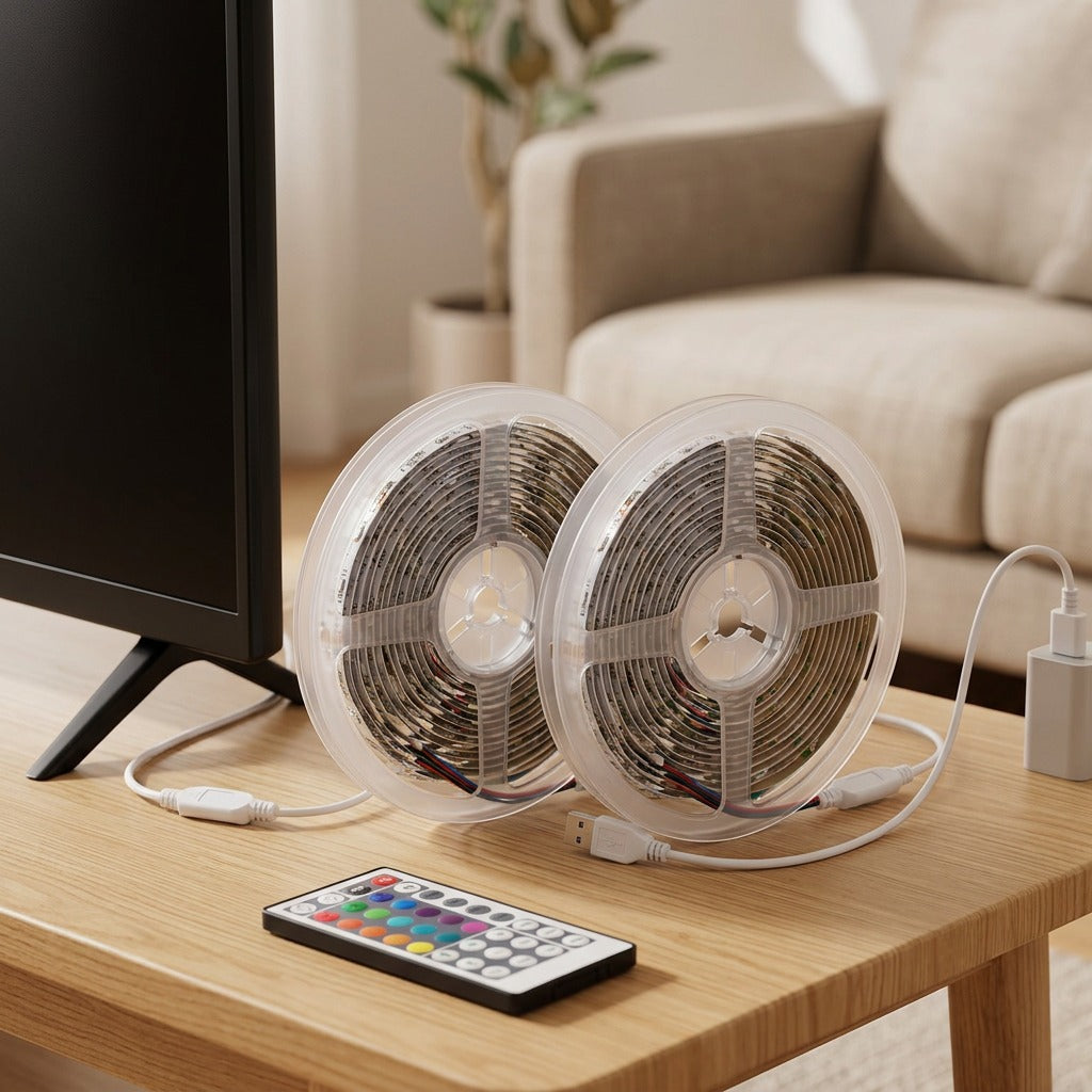 Lumenribbon™ RGB USB LED Strip Lights, styled close view