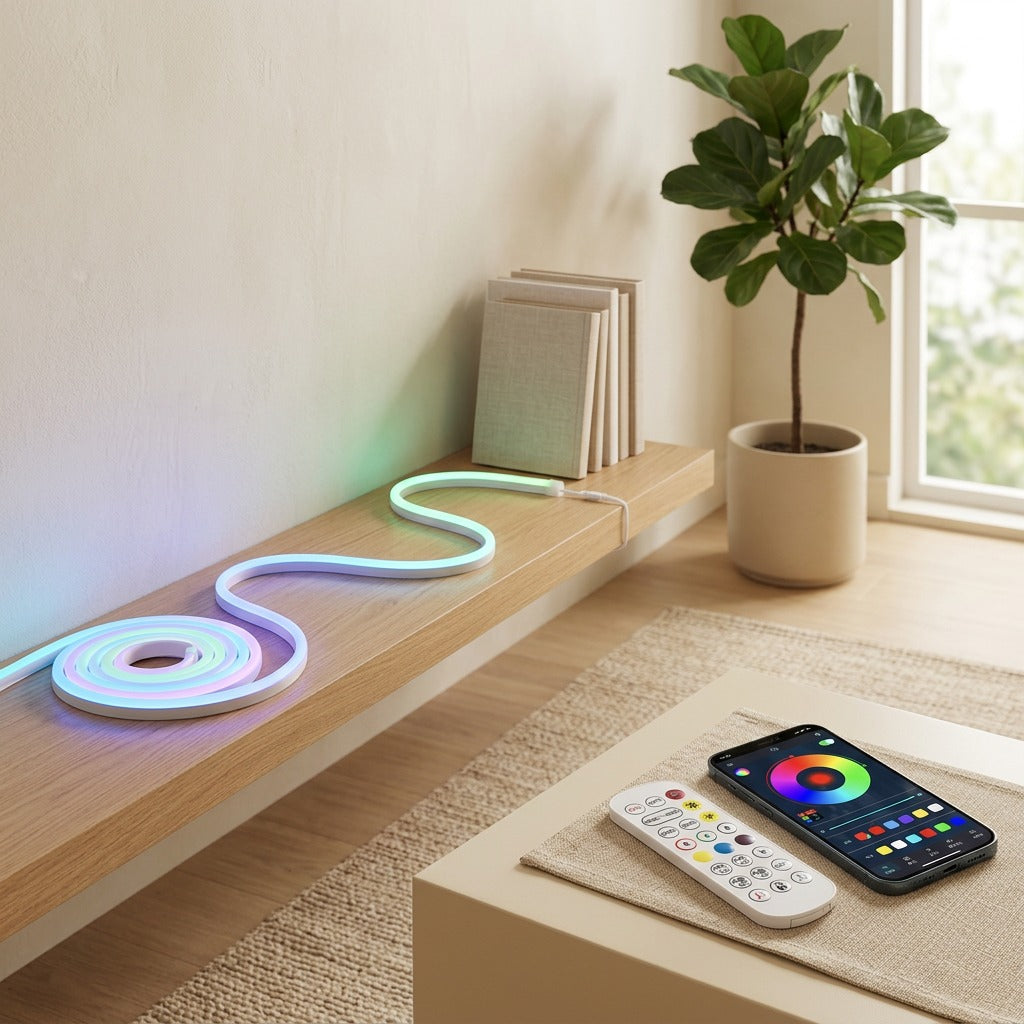 Neonbeam™ RGB Neon Light Bar in a calm home setting