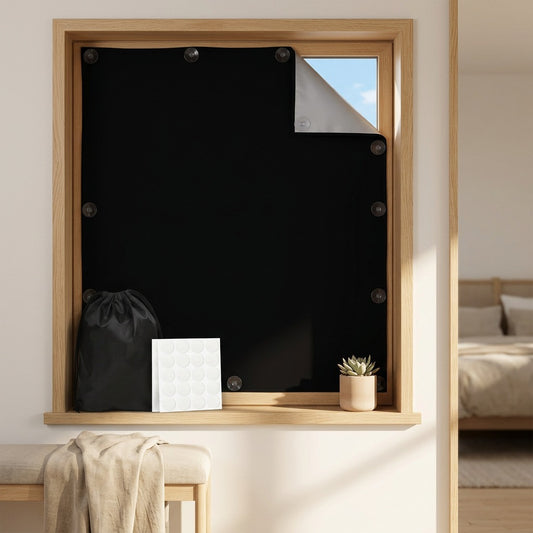 Nightnest™ Portable Blackout Curtain With Suction Cups in a calm home setting