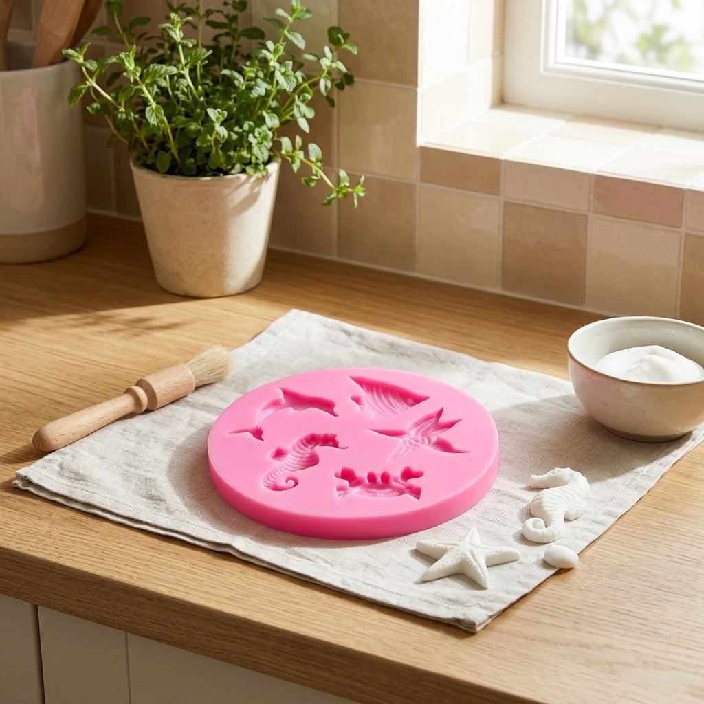 Tidemold™ Silicone Mold for Ocean Life Cake Decor in a calm home setting