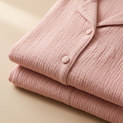 Yarnrest™ Cotton Four-Layer Pajama Suit, material and detail close-up