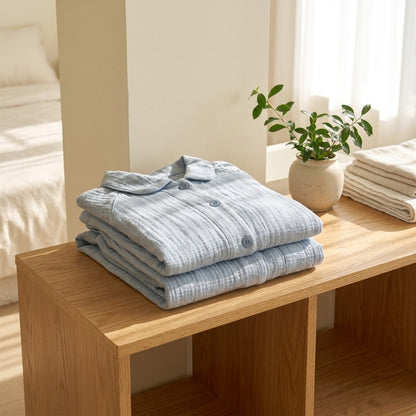 Yarnrest™ Cotton Four-Layer Pajama Suit in a calm home setting