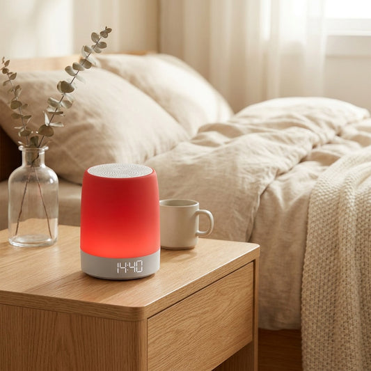 Lullwave™ White Noise Sleep Sound Machine in a calm home setting