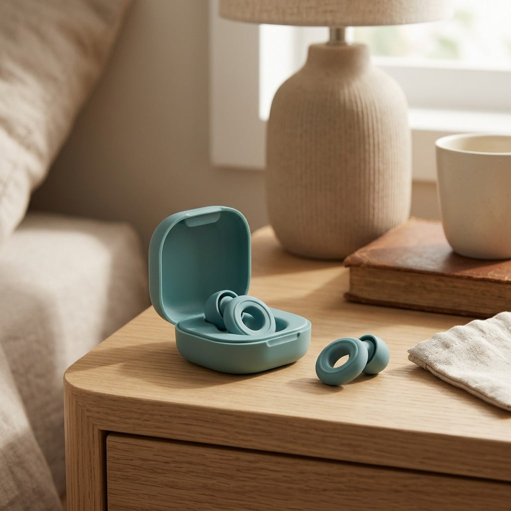 Quellbud™ Silicone Stress Relief Earplugs, styled close view