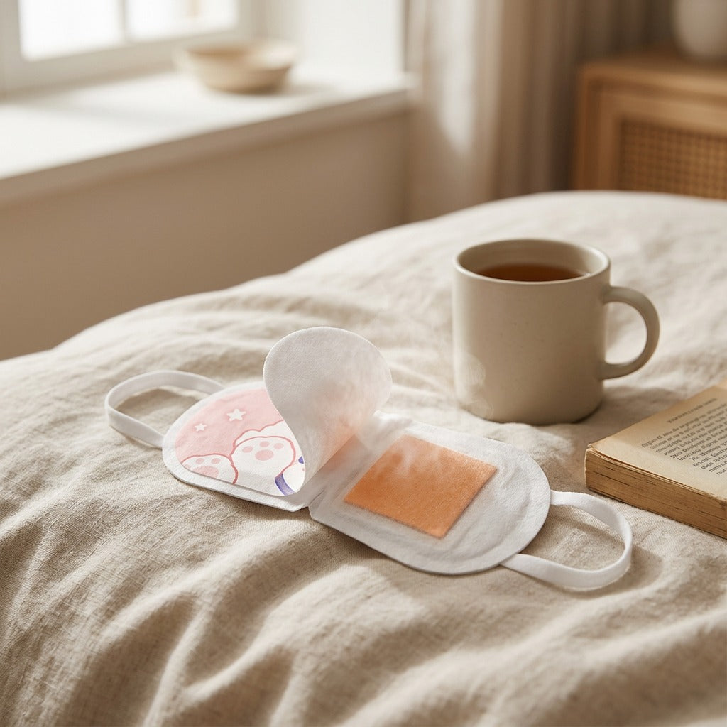 Warmhush™ Self-Heating Steam Eye Mask, styled close view