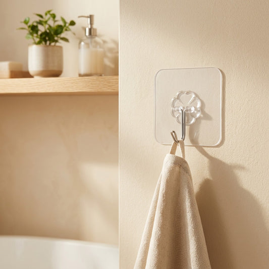 Adherox™ Self-Adhesive Wall Hook in a calm home setting