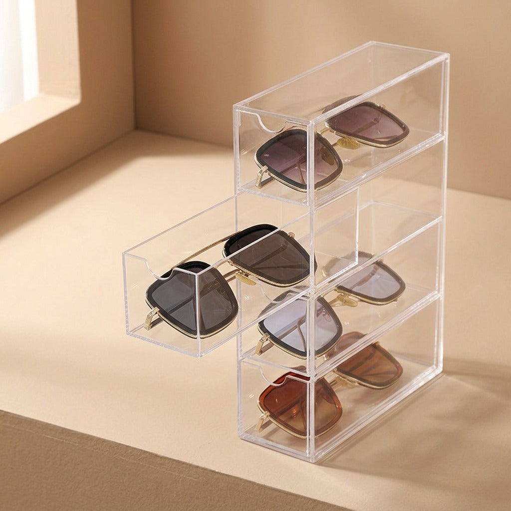 Clearstack™ Transparent Compartment Storage Box, material and detail close-up