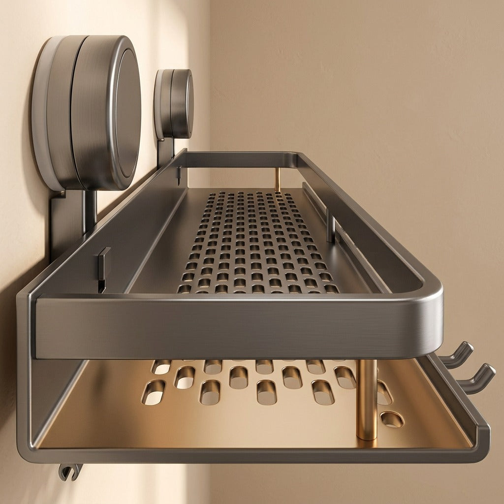 Clingrack™ No-Drill Bathroom Storage Rack, material and detail close-up