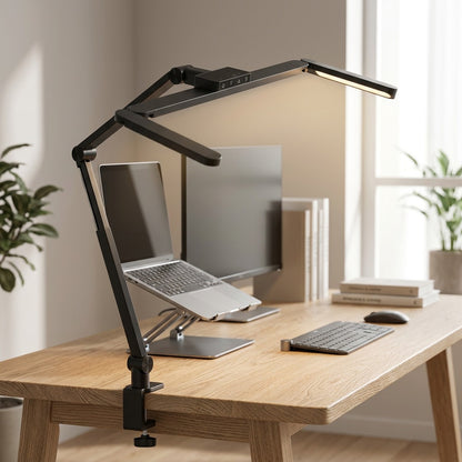 Foldesk™ Folding Clip Desk Lamp Eye Protection, styled close view