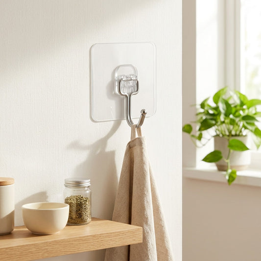 Mountcling™ Wall Mounted Adhesive Hook for Kitchen in a calm home setting
